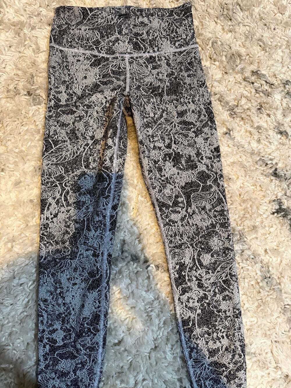 Athleta Elation Graffiti 7/8 Tight Leggings Black and White Floral Print - Picture 2 of 5